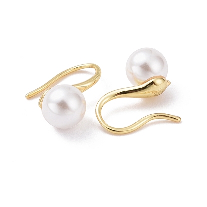 Plastic Pearl Dangle Earrings, Rack Plating Brass Jewelry for Women, Cadmium Free & Lead Free