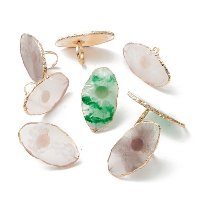 Adjustable Resin Platette Rings, Imitation Agate, with Alloy Finger Ring, Nail Art Tool, for Acrylic UV Gel Polish Foundation Mixing, Oval