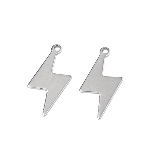 201 Stainless Steel Pendants, Stamping Blank Tag, Lightning Bolt