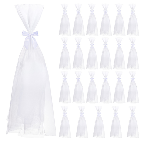 DIY Party Decoration Kits, including 24Pcs Nylon Mesh Fabric, 1 Roll Single Face Satin Ribbon