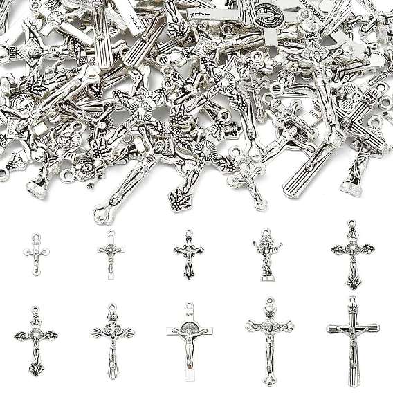100 шт 10 стили подвески из сплава в тибетском стиле, без кадмия и без свинца, амулеты крест/распятие