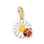 Латунные эмалированные европейские подвески с подвесками, подвески с большим отверстием в виде белого цветка и божьей коровки