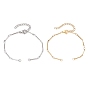 2Pcs 2 Colors 304 Stainless Steel Cuboid Bar Link Chain Bracelet Making