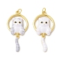 Подвески из латуни с эмалью в стойку, долговечный, реальный 18 k позолоченный, без кадмия, без никеля и без свинца, кошка