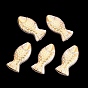 ABS Plastic Imitation Pearl Beads, Golden Metal Enlaced, Fish