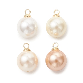 Оболочки жемчужина подвески, круглые подвески, с латунной поручительств, реальный 18 k позолоченный