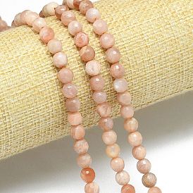 Натуральный Sunstone бисер пряди, граненый (128 граней), круглые