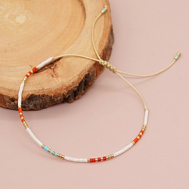 Boho Colorful Beaded Bracelet Adjustable for Women in Minimalist Style