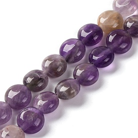 Natural Amethyst Beads Strands, Flat Round