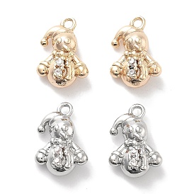 Rack Plating Snowman Brass Clear Cubic Zirconia Pendants, Long-Lasting Plated