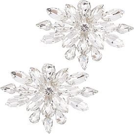 2шт съемное цветочное украшение для обуви, с пряжкой из сплава, хрусталь стекло горный хрусталь