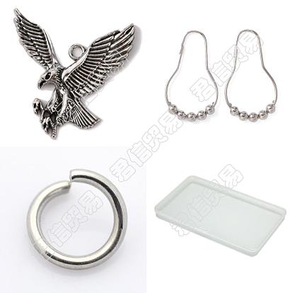 Kit para hacer anillas con ganchos para cortina de ducha con diseño de águila, incluyendo colgante de aleación, anillos de cortina de ducha de hierro, 304 argollas de acero inoxidable
