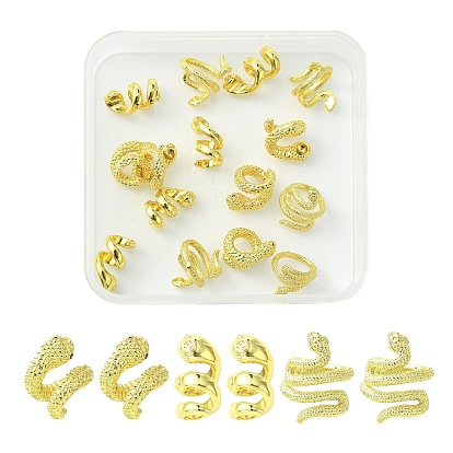 15 шт. 3 стили латунные бусины-проставки, долговечный, стойки покрытие, без свинца и без кадмия, змея