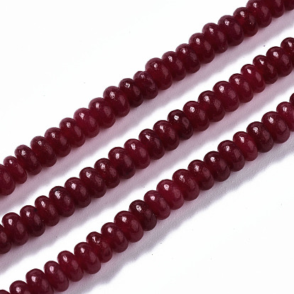Natural White Jade Beads Strands, Dyed, Rondelle