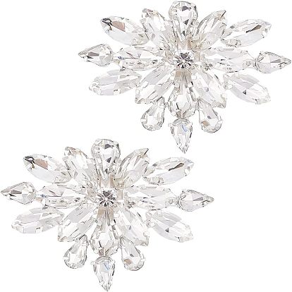 2шт съемное цветочное украшение для обуви, с пряжкой из сплава, хрусталь стекло горный хрусталь