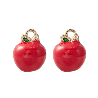 2подвески из латуни с эмалью, имитация фруктов, золотой свет, яблочный шарм