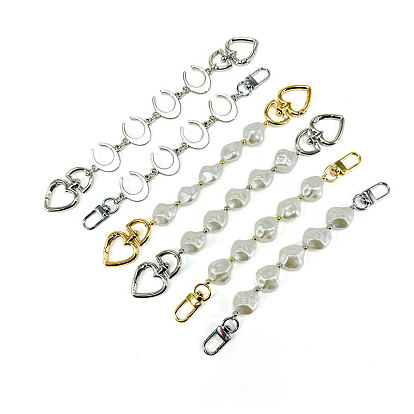 Цепочка для сумки из самородков/лунной смолы с имитацией жемчуга, с металлическими застежками, для аксессуаров для замены сумок