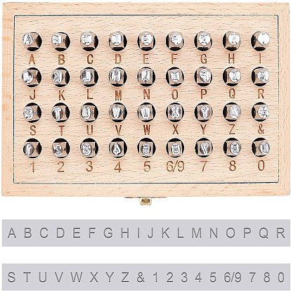 Железные штампы, инструменты для штамповки, для кожгалантереи, включая букву a ~ z, число 0~8 и амперсанд &, с деревянными ящиками