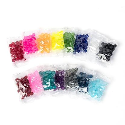 15 Colors Transparent Glass Beads, for Beading Jewelry Making, Frosted, Round