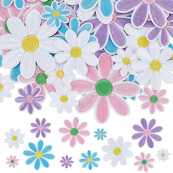 60 шт. 12 стили компьютерная вышивка полиэстер приклеиваемые/пришиваемые заплатки, аксессуары для костюма, цветок