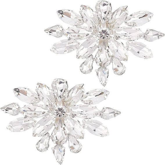 2шт съемное цветочное украшение для обуви, с пряжкой из сплава, хрусталь стекло горный хрусталь