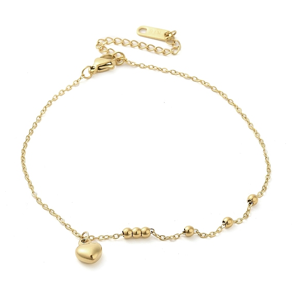 Ионное покрытие (IP) 304 браслеты из нержавеющей стали, браслеты с подвесками в форме сердца для женщин