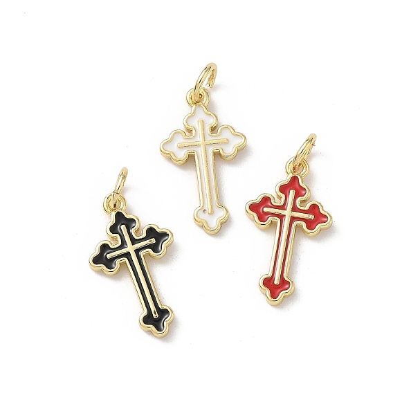 Латунь эмаль подвески, крест прелести, стойки покрытие, без кадмия и без свинца, долговечный, реальный 18 k позолоченный, с целью перехода в кольце