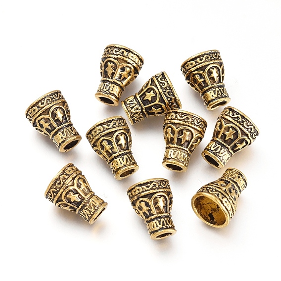 Tibetan Style Alloy Bead Cone, Apetalous, Bumpy, with Star Pattern