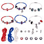 DIY Bracelets Making, with Brass Magnetic Screw Clasps, Korean PU Cord, White, Glass European Beads and Alloy European Beads