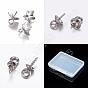 60Pcs 3 Style 304 Stainless Steel Cup Pearl Peg Bails Pin Pendants, For Half Drilled Beads