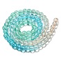Dyed & Heated Synthetic Quartz Beads Strands, Gradient Color Round Beads