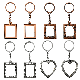 8шт. 4 стили брелок-фоторамка из сплава, разнообразные