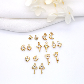 Multi-style mini key star moon small pendant micro-inlaid zircon diy hand jewelry earrings accessories