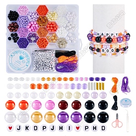 1 Set mit Halloween-Motiven, DIY-Armbänder aus Bauchmuskel- und Acrylperlen
