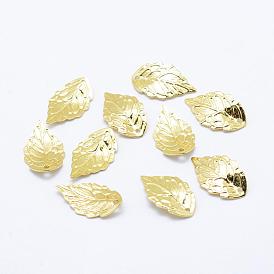 Brass Pendants, Leaf, Real 18K Gold Plated, Cadmium Free & Nickel Free & Lead Free