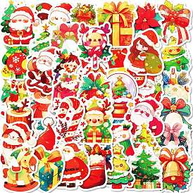 50Pcs Christmas Theme Cartoon Paper Stickers, Self-Adhesive Decals, for Water Bottles Laptop Phone Skateboard Decoration