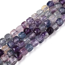 Natural Purple Fluorite Beads Strands, Faceted, Cube