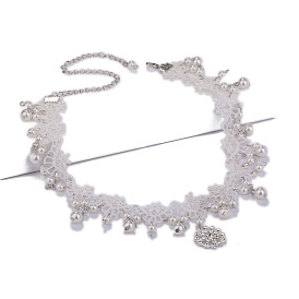 Plastic Imitation Pearl Necklace, Lace Collar Necklace for Women