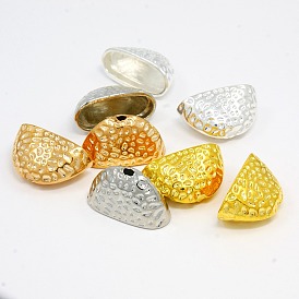 Hammered Alloy Cord Ends, End Caps, 13x24x11mm, Hole: 2mm