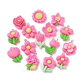 Непрозрачные подвески смолы, цветочный шарм, с платиновым глазом