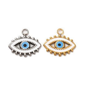 Ion Plating(IP) 304 Stainless Steel Enamel Pendants, Evil Eye Charm