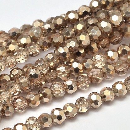 Faceted(32 Facets) Round Transparent Painted Glass Bead Strands, 4mm, Hole: 1mm, about 100pcs/strand, 14.9 inch