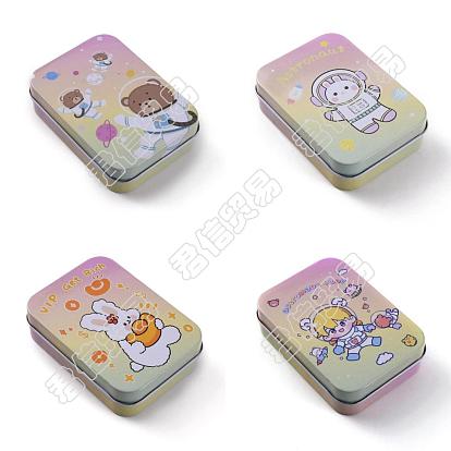 4 piezas 4 estilos caja de almacenamiento de hojalata, caja de la joyería, para velas de bricolaje, almacenamiento en seco, especias, té, caramelo, favores de la fiesta, rectángulo con patrón mixto