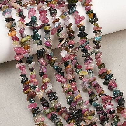 Нити из натуральных разноцветных турмалиновых бусин, чип