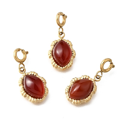 304 подвеска из натурального сердолика (окрашенного и нагретого) из нержавеющей стали с конским глазом, ионное покрытие (ip)