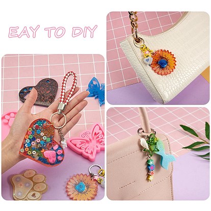 DIY Pendant Silicone Molds, UV Resin & Epoxy Resin Jewelry Making, 304 Stainless Steel Split Key Rings & Open Jump Rings
