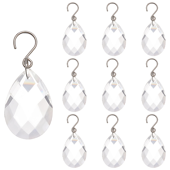 10Pcs Glass Pendant Decorations, for Wedding Party Decor, Teardrop