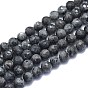 Натуральные нити бус из ларвикита, круглые, граненый (128 граней)