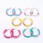 Basketball Wives Style Brass Heishi Beaded Hoop Earrings, with Plastic Earring Backs, Ring
