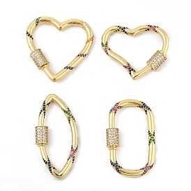 Латунные застежки для брелоков с микропаве из разноцветных кубических цирконий, стойки покрытие, стопорный карабин, быстрые ссылки, долговечный, без кадмия и без свинца, реальный 18 k позолоченный